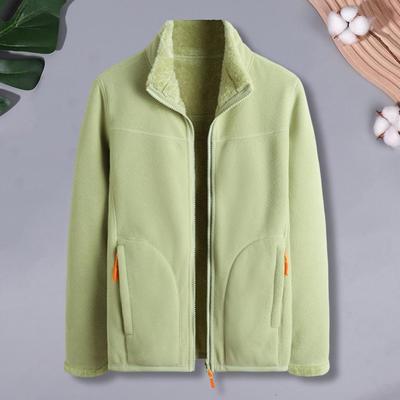 Everyday Women Jacket Plush Winter Women's Coat with Stand Collar Zip-up Closure Double-sided Wear Stylish Outdoor for Work