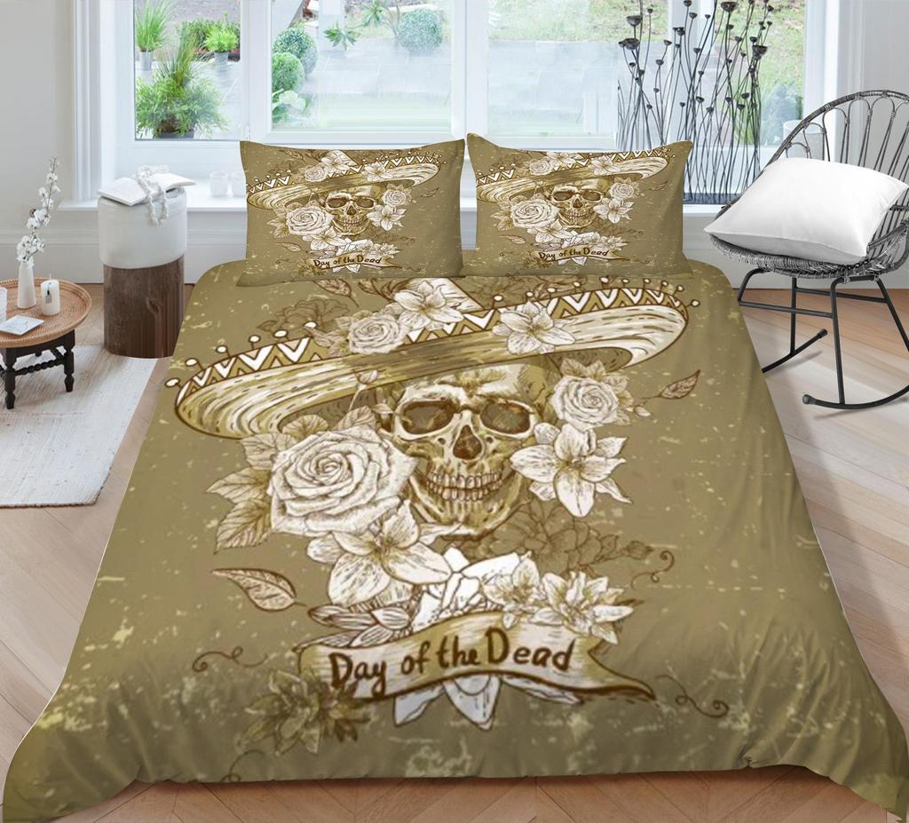 Bedding Suit 3D Skull Print Bed Cover Home Bedclothes  Fashionable Duvet Cover Sets Polyester Single Double King Size