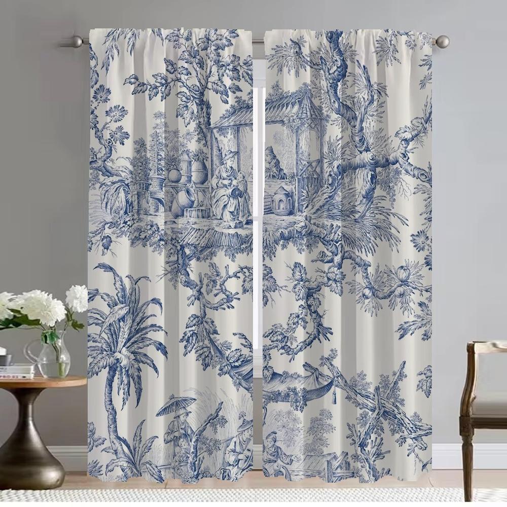 Toile De Jouy Curtains Child Room Curtains for Bedroom Living Room Curtain Shades Halloween Decoration Partition Kitchen Elegant