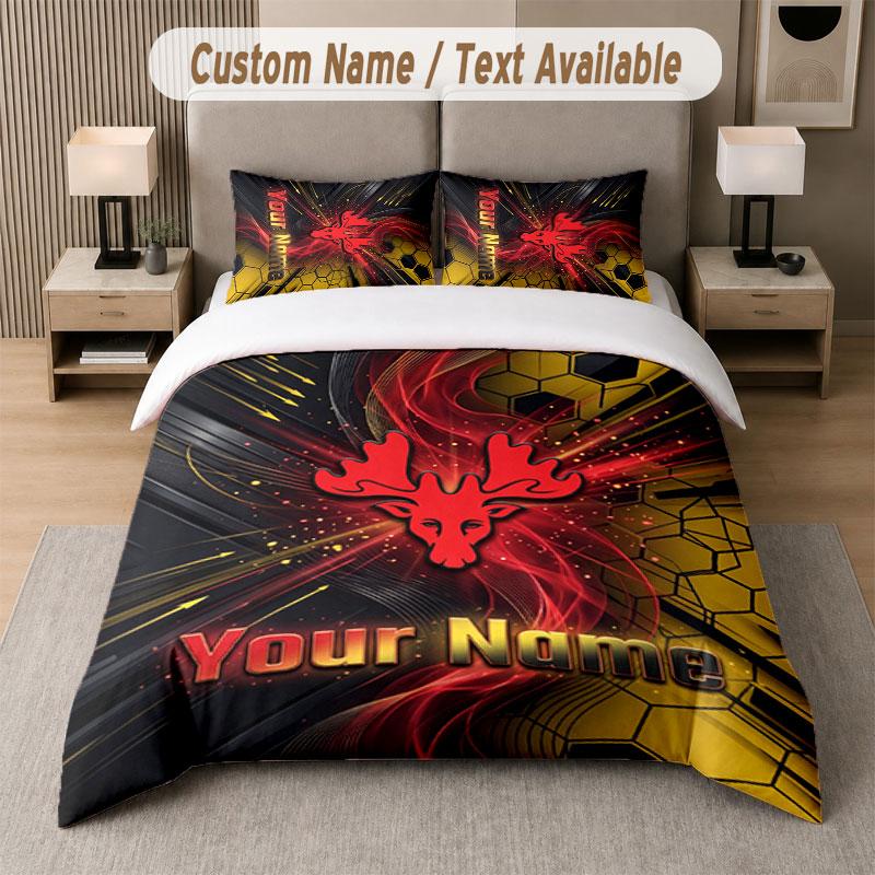 Set Biancheria da Letto Personalizzato Motivo Watford FC, Stampa Nome Testo 1 Copripiumino più 2 Federe Tessile per la Casa