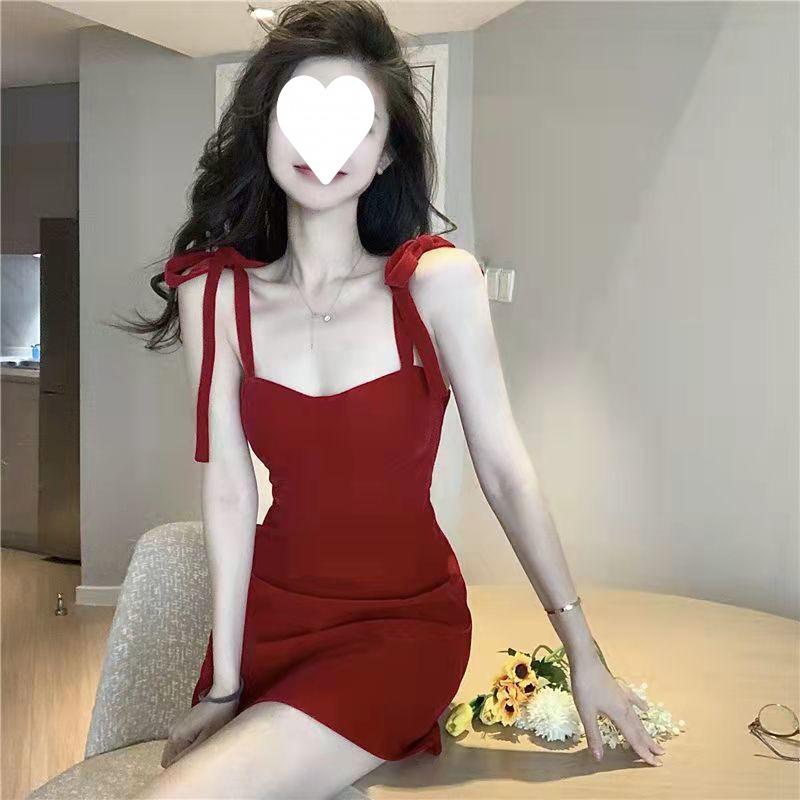 Suspender Dress Women's Waist Muse Red Short Skirt Early Autumn New Skirt Skinny A-shaped Skirt