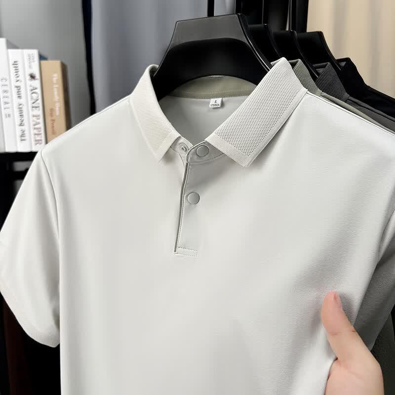 Firstview Men s Wrinkle-Textured Seamless Stretch Polo Shirt M