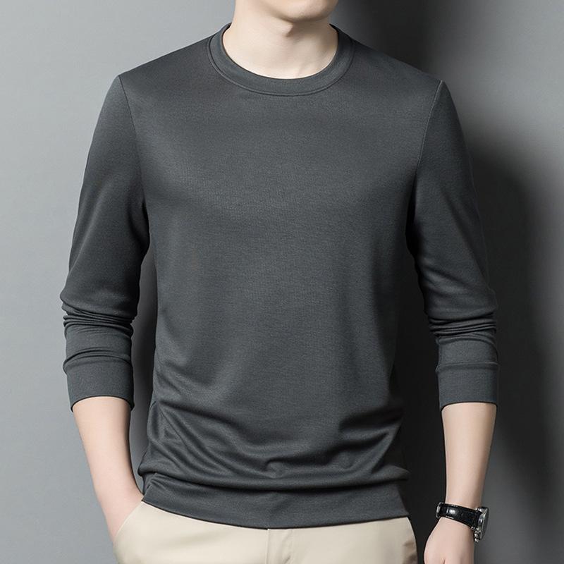 Men's Business Bottoming Shirt, Casual and Versatile Sweatshirt, Korean Style Slim Long-sleeved T-shirt, Round Neck Pullover
