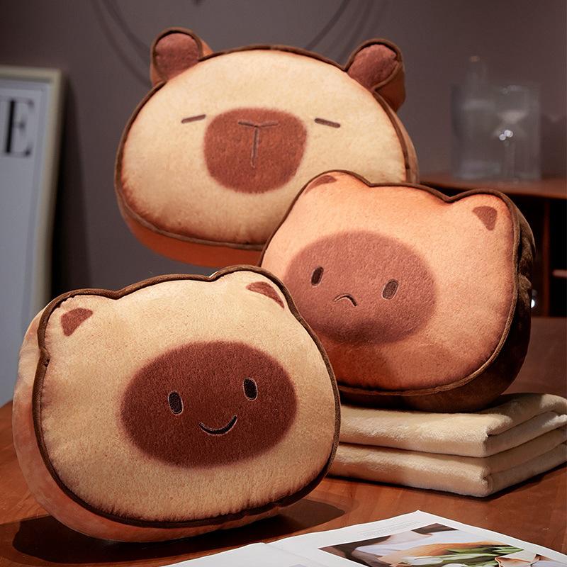 Creative Soft Toast Cat Pillow Blanket Plush Toy Kapibara Doll Home Pillow Cushion Ragdoll