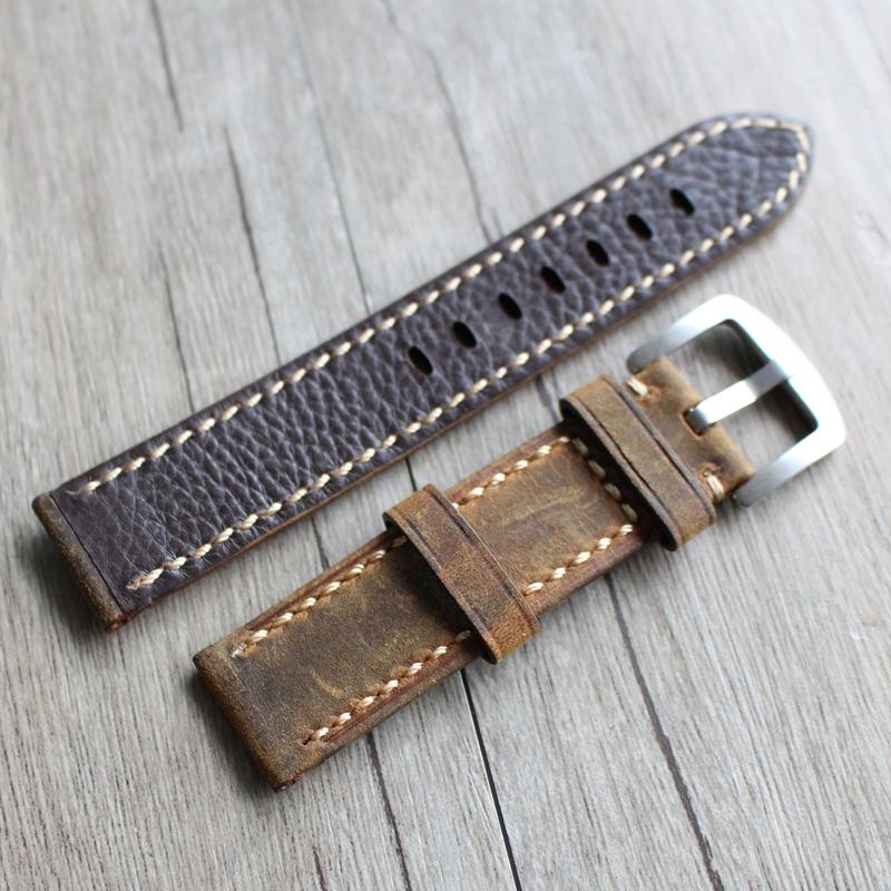 MERJUST Curele de ceas din piele naturală lucrate manual Crazy Horse 20mm 22mm Curea retro maro pentru U-boat Big Pilot Ceas Brățară