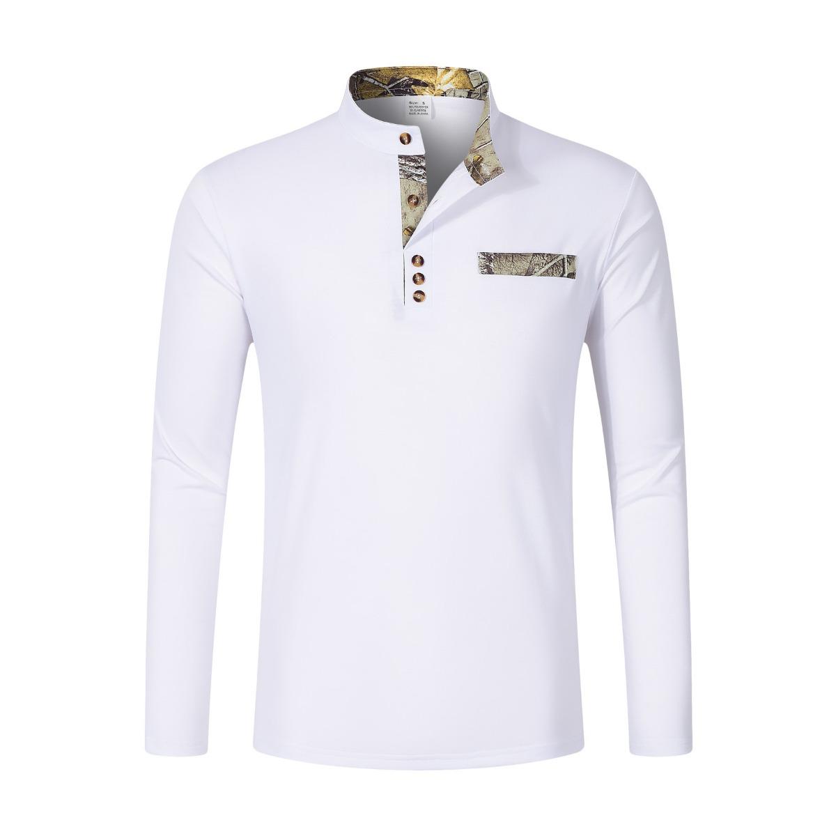 

Мужская весенне-осенняя рубашка с воротником-стойкой, повседневная спортивная рубашка хенли с длинным рукавом M белый