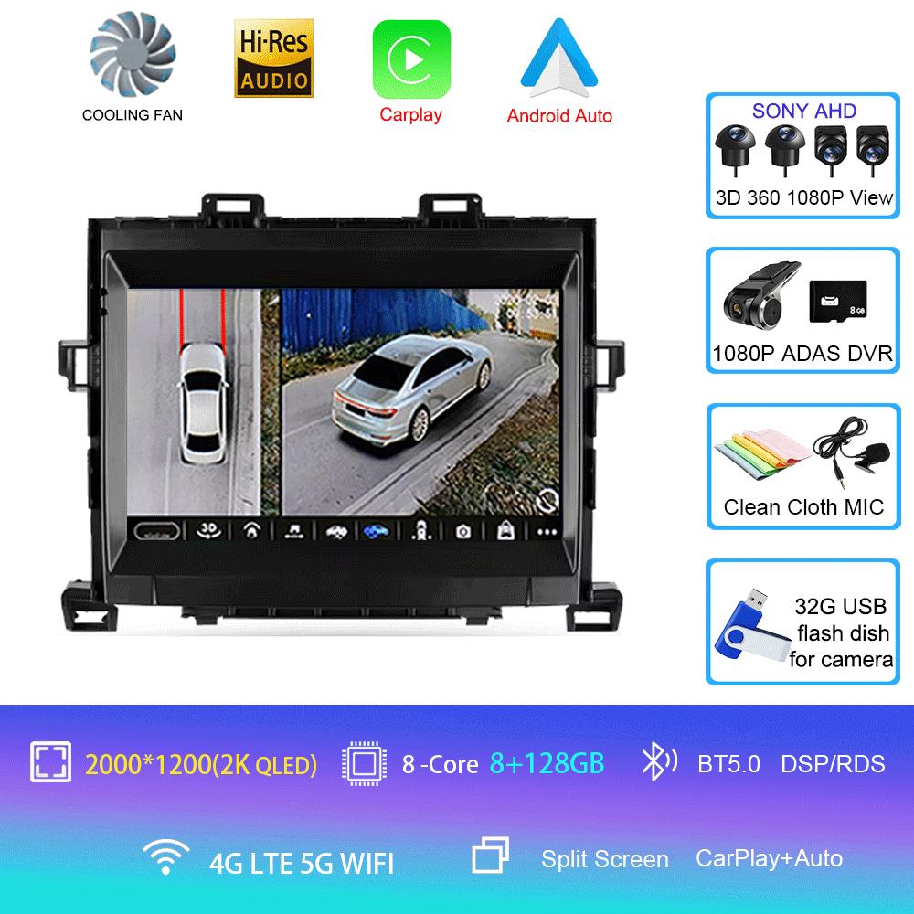 For Toyota Alphard H20 2008-2014 Car Radio Android 14 Carplay Auto Multimedia Player WIFI+4G DSP Autoradio Stereo 2din Head Unit