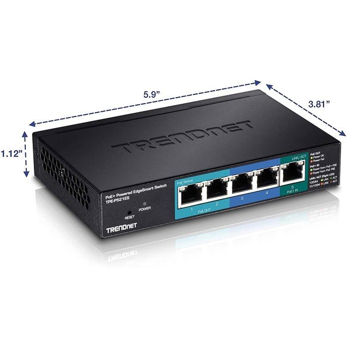 Intelligenter Switch - TRENDnet - TPE-P521ES - 5 Ports - PoE+ - Gigabit Ethernet