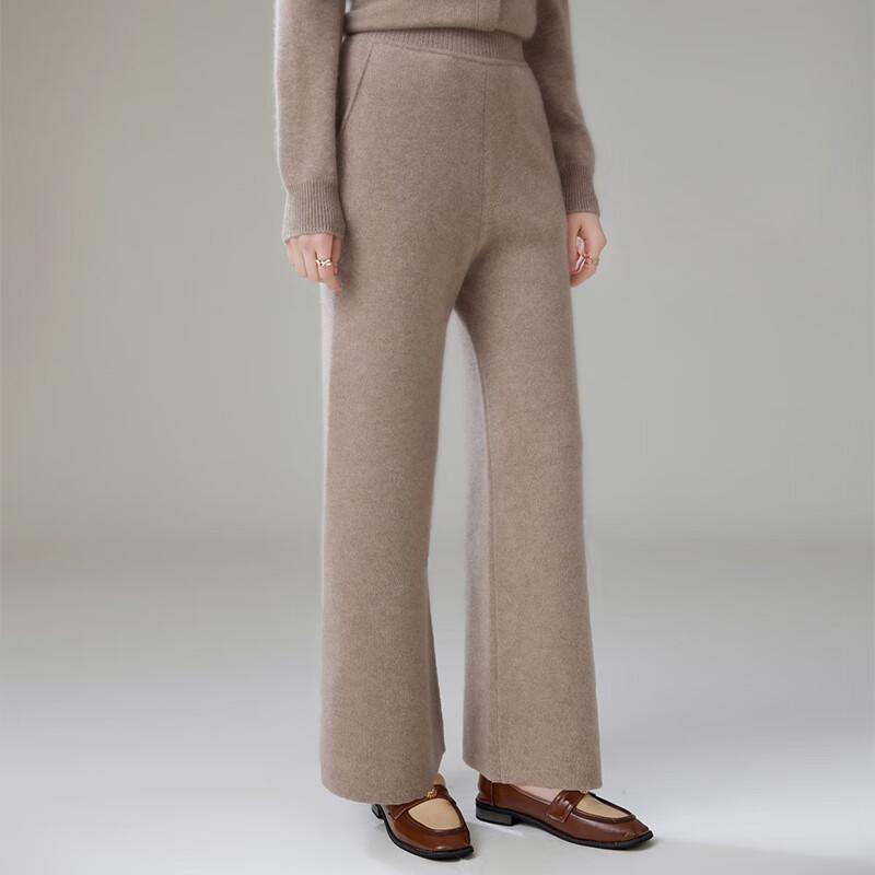 Fanzhen Women's 2024 A/W High-Waist Wide-Leg Cashmere Blend Pants