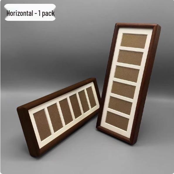 

Elegant Black Walnut Photo Frame: Six-Photo Card Frame with Gold Accents for Luck, Perfect for DIY Living Room or Tabletop Display. Spot goods