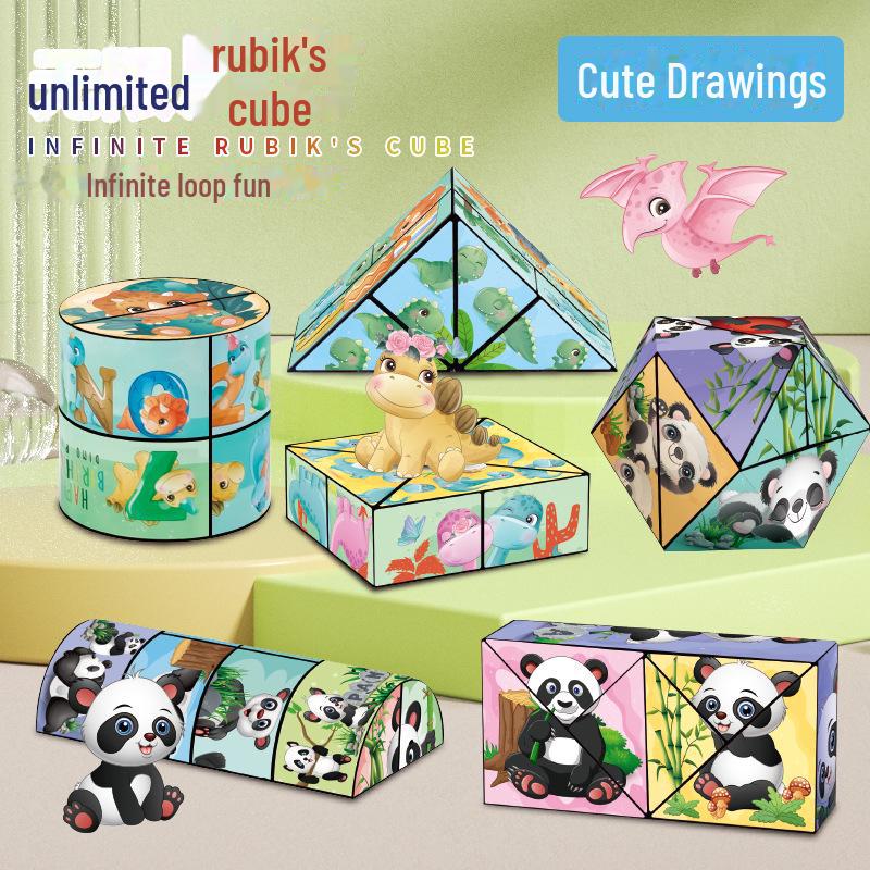 Panda Pattern 3D Magic Cube - Geometric Building Blocks for Creative Play & Learning