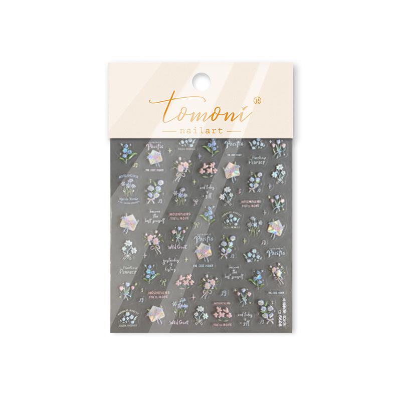 Tomoni Shell Light Nail Stickers: Popular, Fresh Style Early Spring Floral Decoration