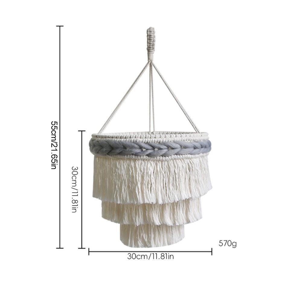 Textured Weave Bohemian Tassel Lampshade Handwoven Tassel Light Shell Living Room