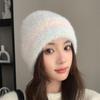 New wool hats women and women autumn and winter new imitation mink ear protector cold hat showing small face gradual change color warm knitted hat