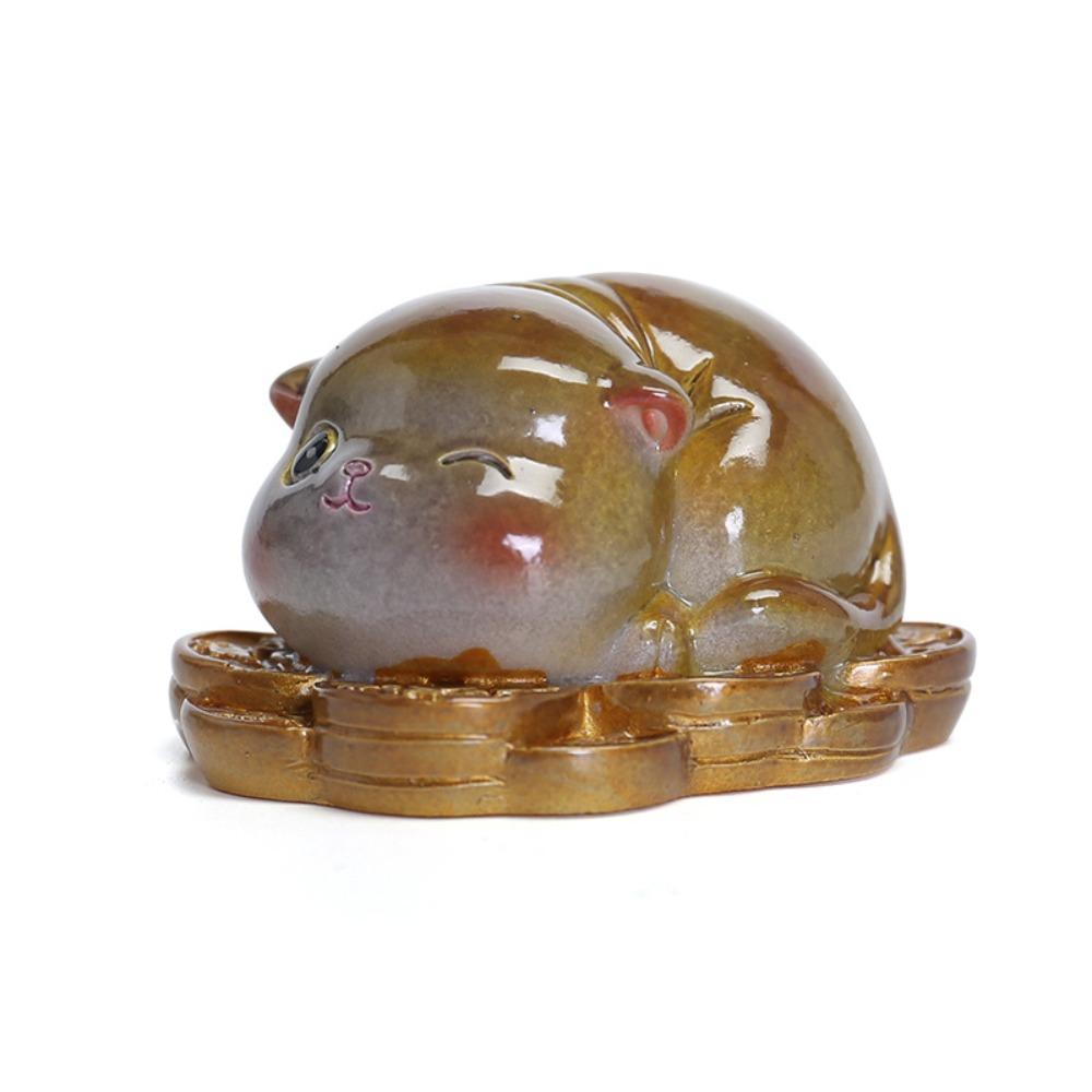 Figurines Lucky Cat Table Decoration Cute Mascot Desktops Animal Ornament  Tea Lover