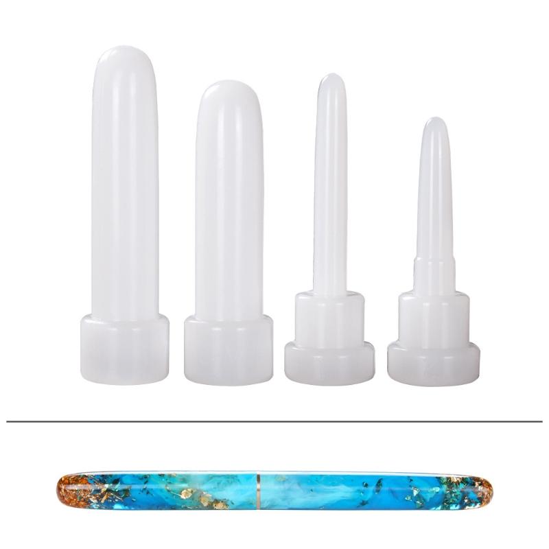 4pcs DIY Pen Mold Epoxy Resin Molds Transparent Pen Silicone Mould Dried Flower Resin Decorative Craft Jewelry Mould