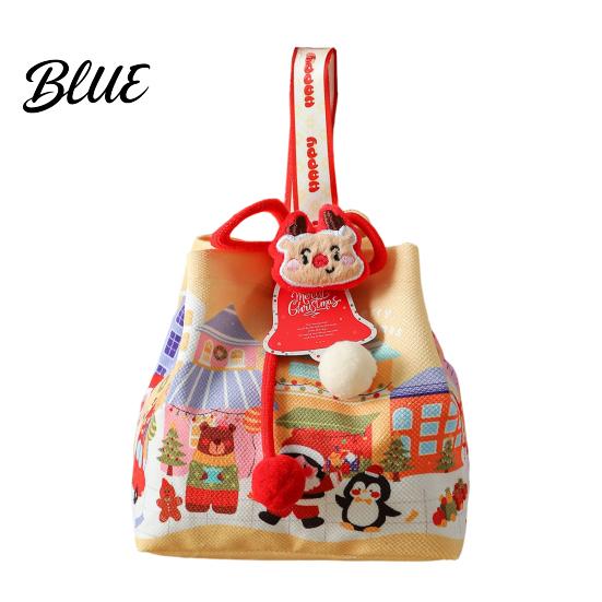 Christmas Small Gifts Drawstring Gift Bag with Handle Reusable Canvas for Packaging Bags Present Xmas Candy Goodie Treat Pouch Holiday Party