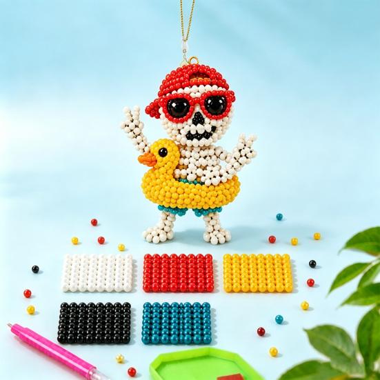 Yousheng 3D Beaded Animal Kit,Cute Tiny Highland Cow Beading Kit with Colorful Embroidery Beads And Instructions,Handmade Bead Art Craft for Beginners