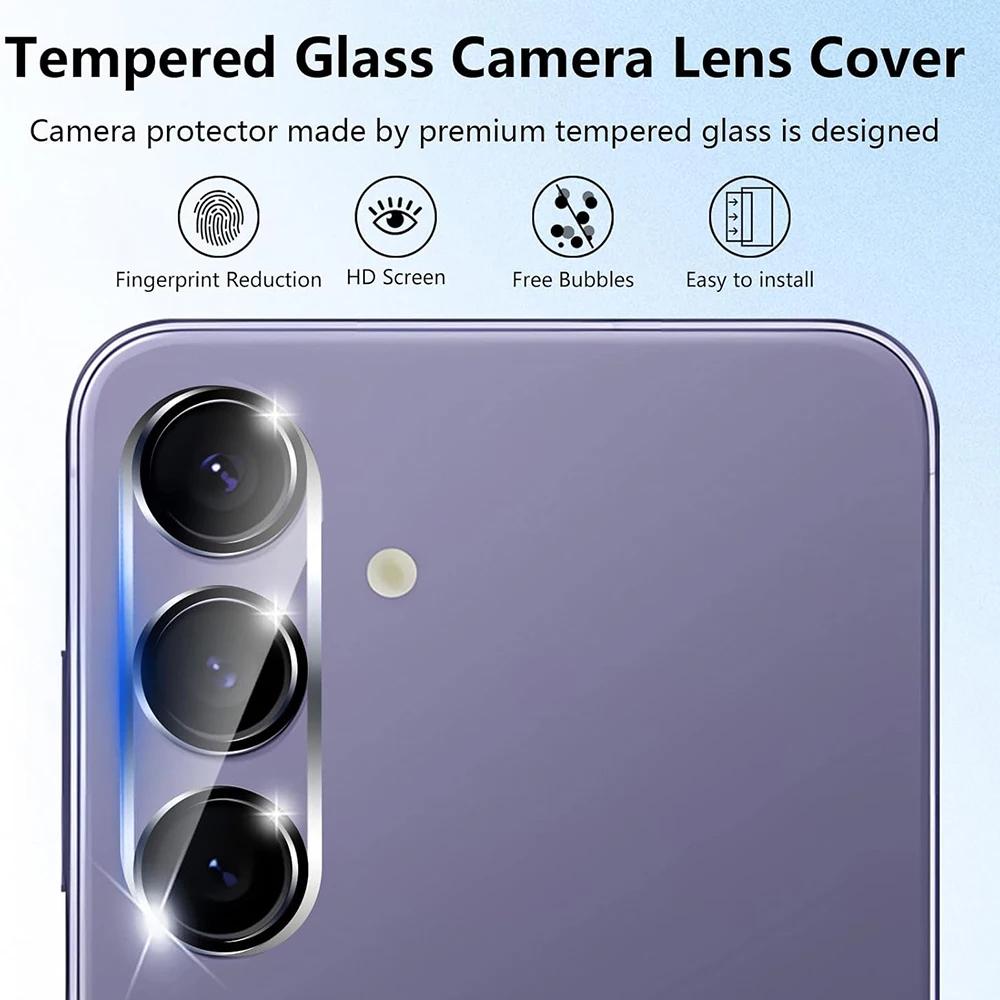 For Samsung Galaxy S24+ Camera Lens Protector Black Ring Silk Printing Tempered Glass Acrylic Lens Film
