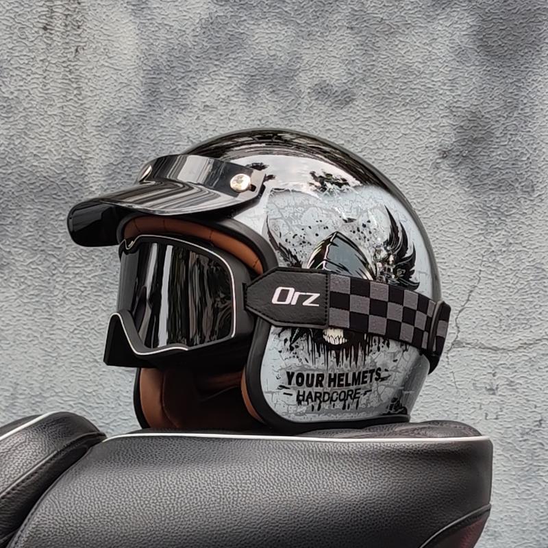 Retro Semi-open Motorcycle Helmet Cross-country Motorcycle Accessories Motorcycle Helmet 3/4 Retro Helmet In Winter