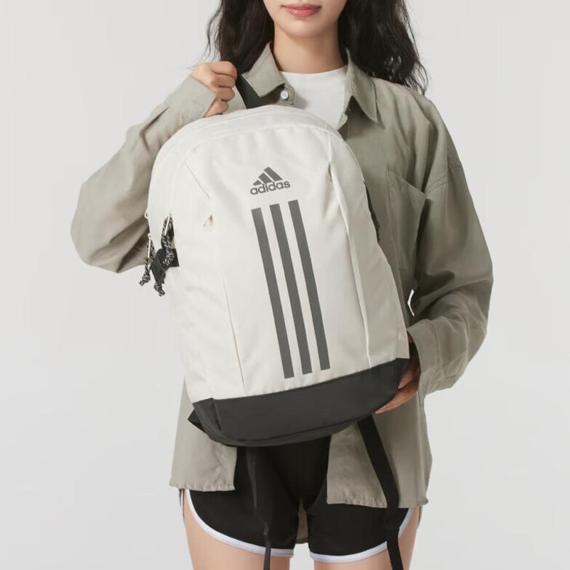Adidas Classic Stripe Zipper Backpack Recycled Polyester Unisex Backpacks Brown Black IX3178