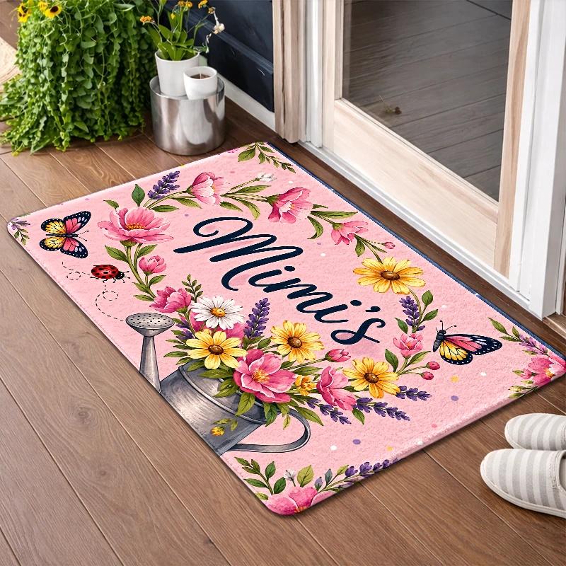 1Pcs Anti Fatigue Kitchen Rugs,Floral Butterfly Print Waterproof Non-Slip Thick Cushioned Kitchen Mat Heavy Duty Comfort Standing Mat for Kitchen