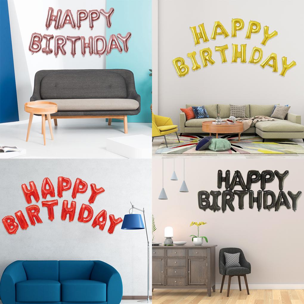 13 teile/satz 16 Zoll Alles Gute Zum Geburtstag Aluminium Ballon Geburtstag Party Buchstaben Ballon Dekorationen
