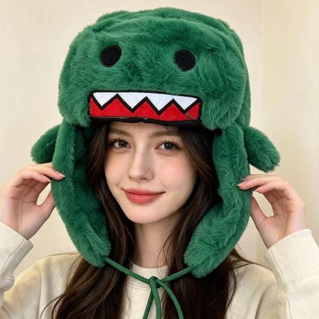 Autumn and winter new thickened plush cartoon hat for men and women cute warm ear protection Lei Feng hat popular plush cold hat