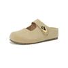 Little Golden Bean Has A Round Head One Foot Thick-soled Shoes Height-increasing Birken Half-slippers
