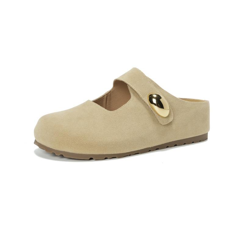 Little Golden Bean Has A Round Head One Foot Thick-soled Shoes Height-increasing Birken Half-slippers