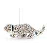 COLORATA Schneeleopard Plüsch Maskottchen mit Kette - Realistischer Wildtier Schlüsselanhänger Kuscheltier, Niedliche Tierpuppe Geschenk für Weihnachten, 8,5cm B x 8cm H x