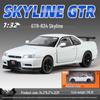 1:32 GTR R34 Low-Rider Sports Car Model with Opening Doors, Four-Wheel Suspension, Alloy Build, Sound and Light, Pull-Back Simulation