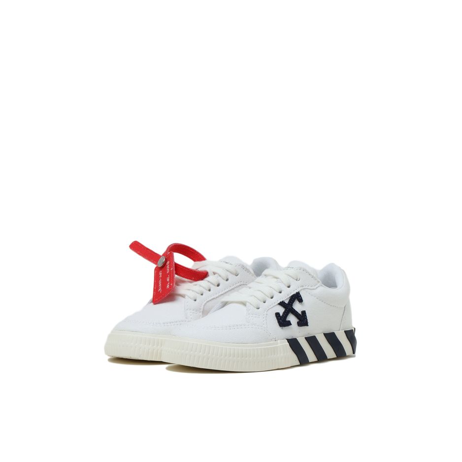 Off-White Cotton Low-Top Lace-Up Fashion Sneakers Kids Sneakers White Black OBIA003S22FAB0010146