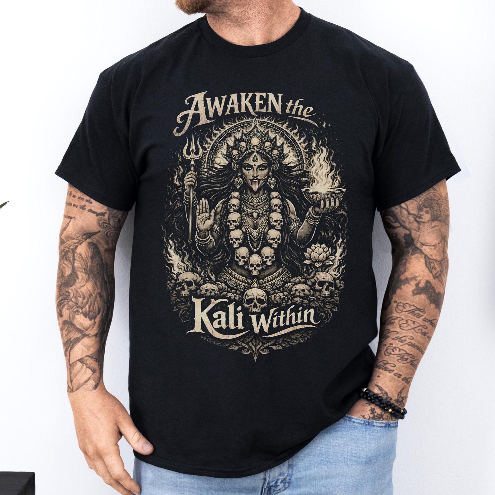 Awaken the Kali Within Shirt: Hindu Goddess Kali T-Shirt | Divine Feminine Unisex Tee | Spiritual Power Apparel L