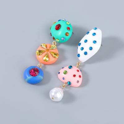 Cute Exaggerated Irregular Geometry Candy Colorful Resin Acrylic Imitation Pearl Dangle Earrings for Women Summer Jewelry Gifts