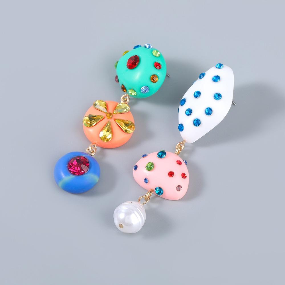 Cute Exaggerated Irregular Geometry Candy Colorful Resin Acrylic Imitation Pearl Dangle Earrings for Women Summer Jewelry Gifts