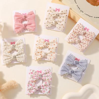 FIOCCHI PER BAMBINA 2/6 Pezzi Dolci Fermagli per Capelli con Stampa Floreale per Bambine Freschi Barrettine Pastorali in Cotone Accessori per Capelli