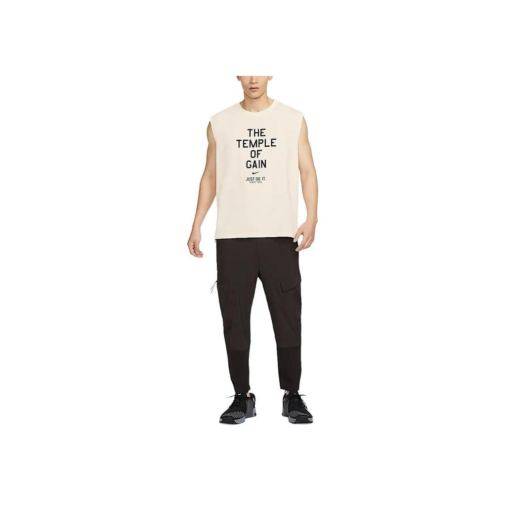 Nike Camiseta sin mangas de cuello redondo con logo para hombre tops Marfil claro HJ3688-110
