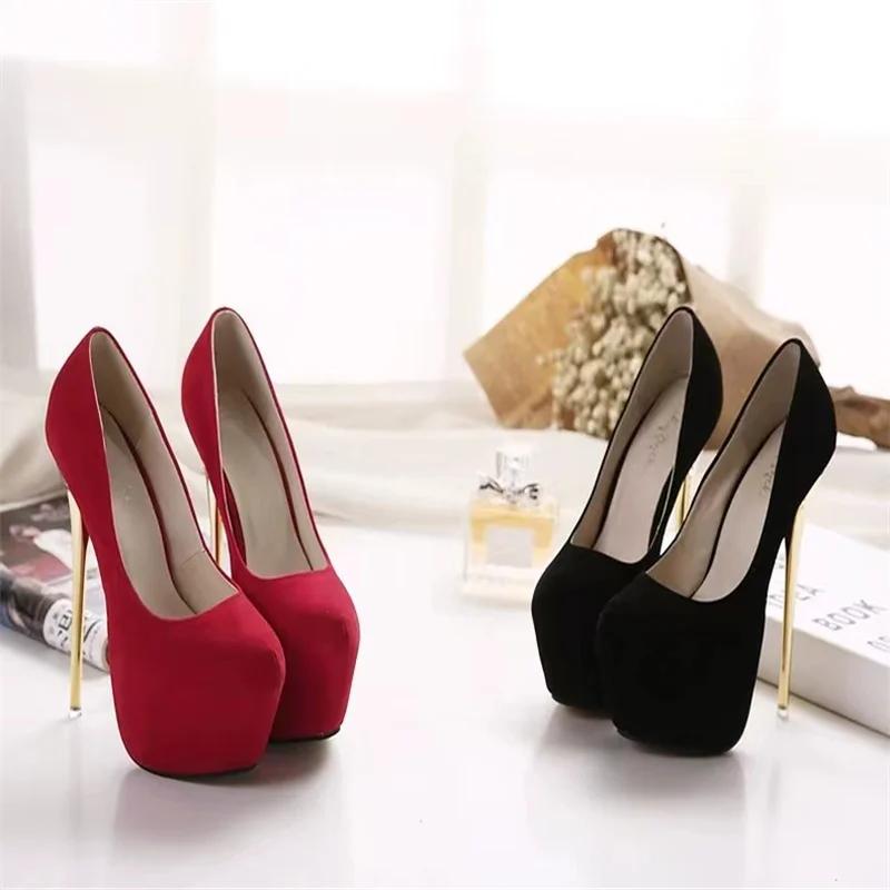 Spring And Autumn New European And American Fashion Super High Heel Single Shoes Platform Shallow Mouth Slim With Women'S Shoes