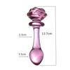 Pink Rose Smooth Anal Beads Butt Plug Glass Dildo Non Vibrating Butt Plugs