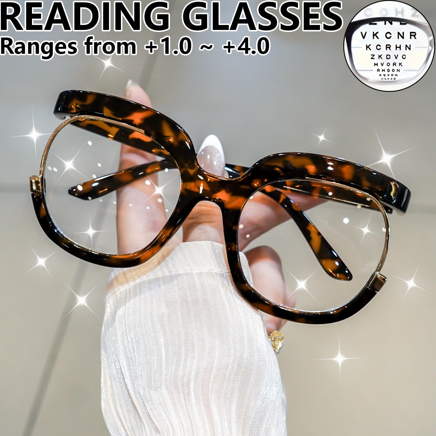 

Vintage Retro Stylish Reading Eyeglasses Oversized Frame Comfortable Decorative Computer Spectacles for Women Men 1.5