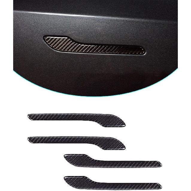 Carbon Fiber Door Handle Cover, Door Handle Protective Cover Decoration Compatible with Tesla Model Y/3 accessories (2017-2025) Highland & Juniper