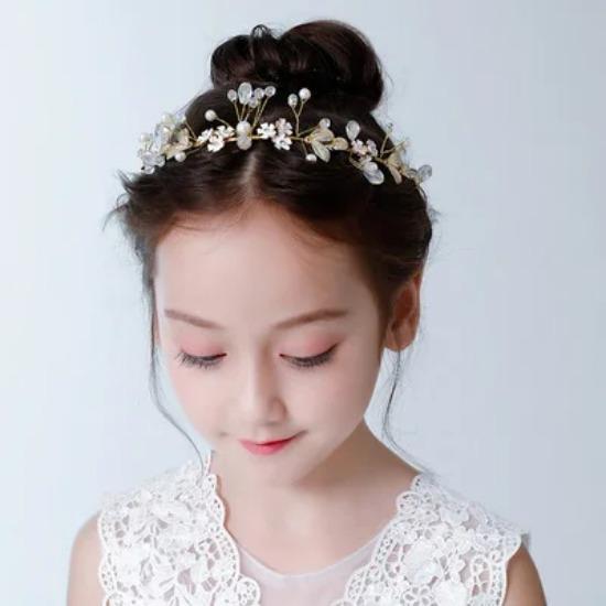 New Trendy Flower Hair Jewelry Gold Pearl Handmade Bridal Wedding Headband Rhinestone Hairband Women Hair Accessories Ornaments