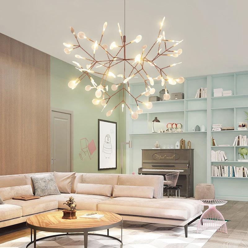 Nordic Minimalist Firefly Branch Chandelier for Restaurant, Hotel, and Villa
