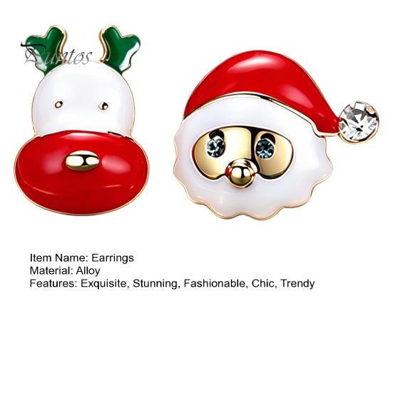 Festive Holiday Gift Ideas 1 Pair Christmas Stud Earrings for Women, Cute Enamel Santa Lightweight Claus And Reindeer Earrings, Jewelry Gifts