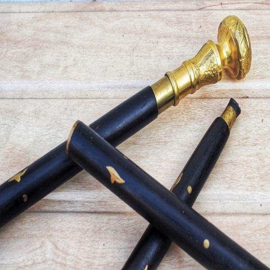 93.98cm Cane Solid Head Wooden Walking Stick Designer Christmas Gift For Him