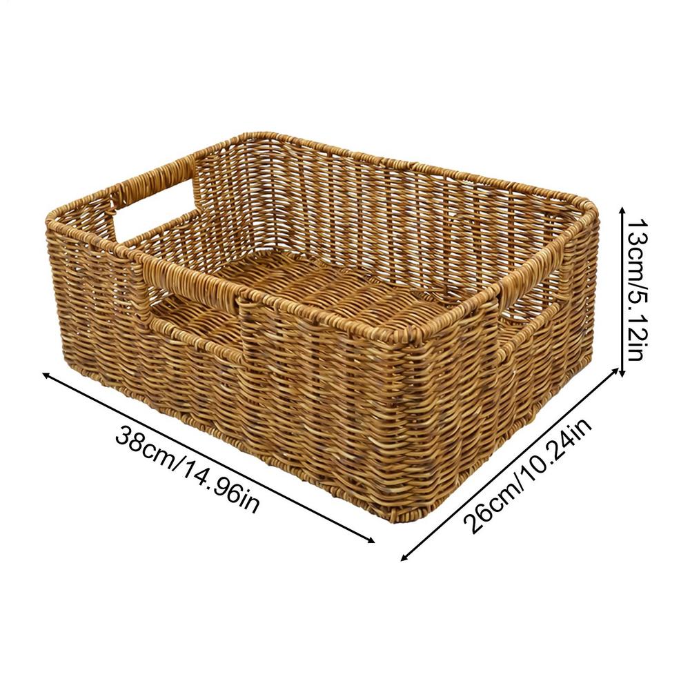

Imitation Rattan Weaving Storage Basket Waterproof PP Material Woven Basket For Bathroom Bedroom Toys Books Snacks