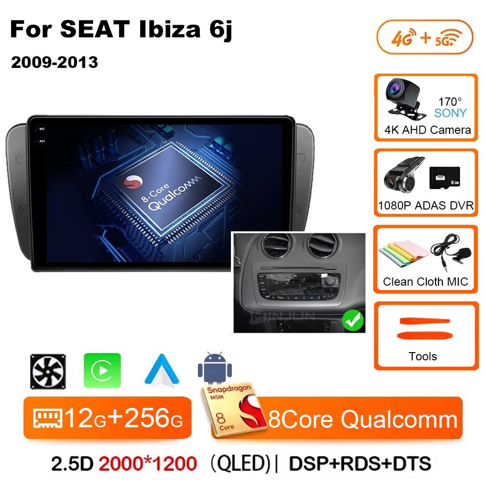 9 Inch Android 14 Qualcom Car Multimedia Player For SEAT Ibiza 6j 2009 2010 2011 2012 2013 Wireless Carplay Android Auto 4G
