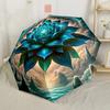 Rainbow Rose Waterdrops Outdoor Automatic Umbrella with 8 Rib Compact Design Travel Essential Fashion Lovers Gift for Festivals