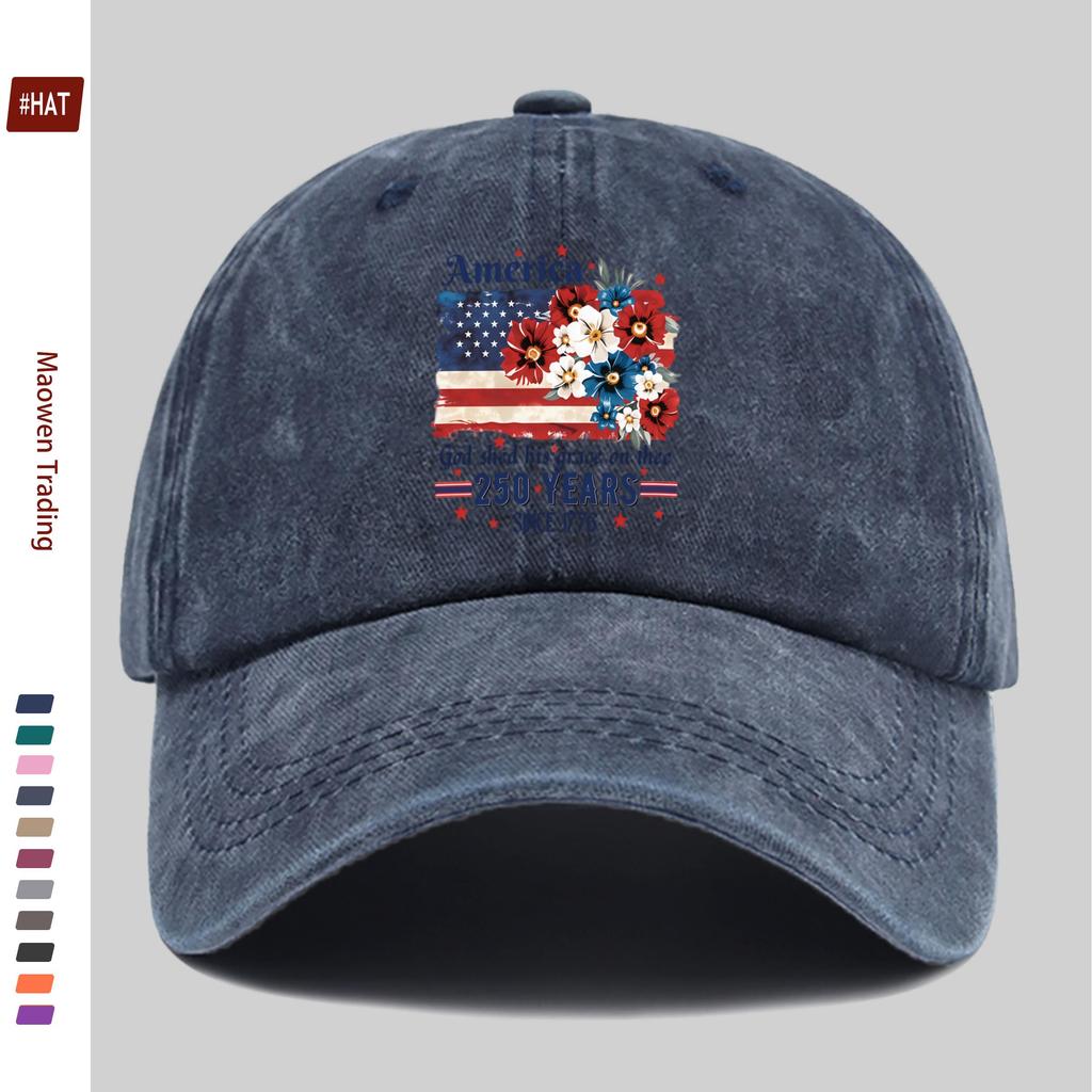 Pc American Flag  Floral Print Adjustable Snapback Cap  Vintage Dad Hat Suitable for Men  Women Lightweight Cap for Beach